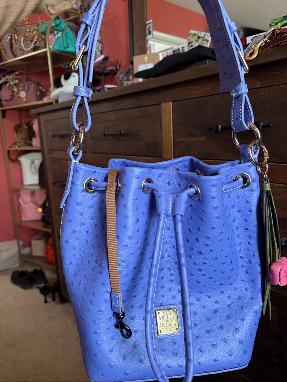 Periwinkle Drawstring Bucket Bag - Women